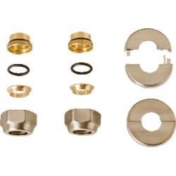 OVUS RVS LOOK aansl.set 15mm tbv koper/CV buis+RVS-L rozet.